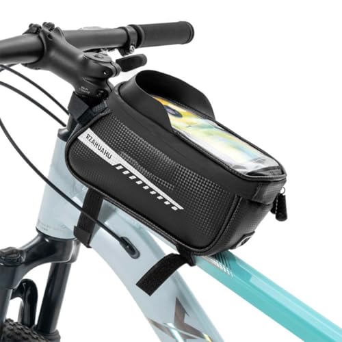 Bike/Bicycle Phone Front Frame Bag, Waterproof Handlebar Bags, Bike Phone Mount Holder, Cycling Pouch with Touchscreen, Bikes Accessories for Men/Women Under 7"