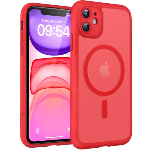 TOCOL for iPhone 11 Case, Compatible with Magsafe, Full Camera Protection, Built-in Magnets, Drop Protection, Translucent Matte Phone Case for iPhone 11 6.1 inch (Red) - color: Red, size: Iphone 11