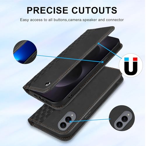 Wallet Case for Samsung Galaxy S25 Edge 2025 6.7 inch - PU Leather Flip Cover with Card Holder Slots, Strong Magnetic Folio Kickstand Phone Case, Black - color: Black, size: Samsung Galaxy S25 Edge 6.7"