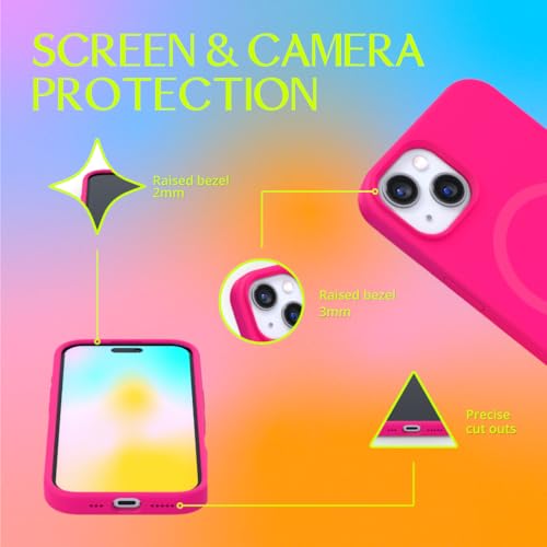 FELONY CASE for iPhone 14 Plus Neon Pink MagSafe Liquid Silicone Case | Soft Touch Slim Cover with Anti-Scratch Microfiber Lining, 360° Shockproof & Full Body Protection - color: Neon Pink, size: iPhone 14 Plus w MagSafe