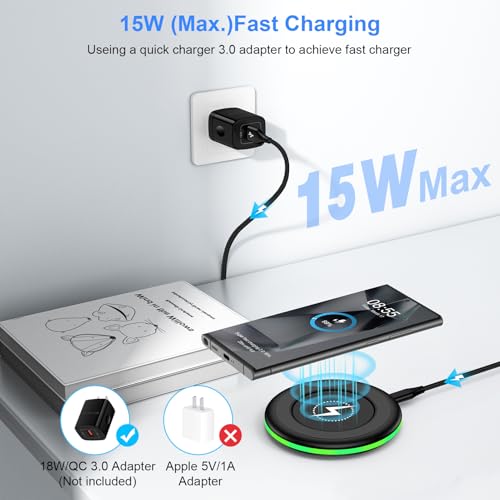 for Samsung Galaxy Wireless Charger Fast Charging Pad Compatibilty with Samsung S25 Ultra/S24 Plus/S23FE/S22/S21/S20,2 Pack 15W Wireless Phone Charger Android Desk for iPhone 17/16/15 Pro,Google Pixel