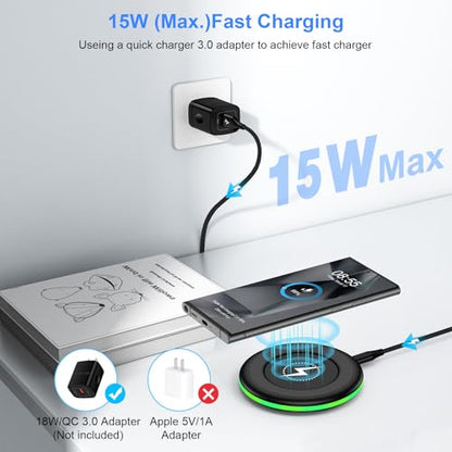 for Samsung Galaxy Wireless Charger Fast Charging Pad Compatibilty with Samsung S25 Ultra/S24 Plus/S23FE/S22/S21/S20,2 Pack 15W Wireless Phone Charger Android Desk for iPhone 17/16/15 Pro,Google Pixel