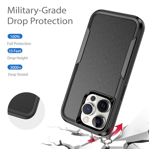 Designed for iPhone 13 Pro Case, Heavy Duty Protection Shockproof Dropproof Dustproof Anti-Scratch Phone Case Cover Protective Case, Black - size: for iPhone 13 Pro