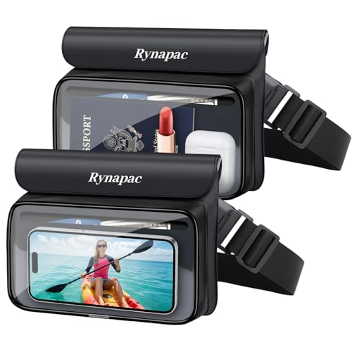 IPX8 Waterproof Fanny Pack, [Up to 8.5"] Waist Bag for Women, Floating Phone Pouch Dry Bag for iPhone 17 16 15 Pro Max, Passport, Wallet, Card, Travel Beach Kayaking Boating Essentials, 2 Pack - color: Black + Black