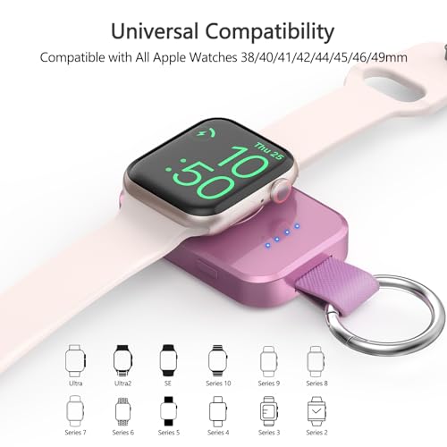 i.VALUX Portable Charger for Apple Watch, Wireless Magnetic iWatch Charger - color: Purple