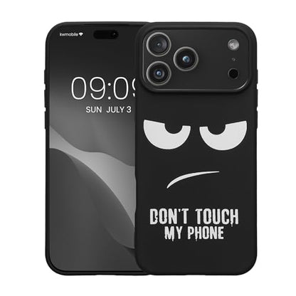 kwmobile TPU Silicone Case Compatible with Apple iPhone 17 Pro Max - Case Soft Cover - Don't Touch My Phone White/Black - size: iPhone 17 Pro Max