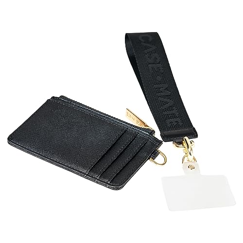 Case-Mate Phone Charm with Detachable Keychain Wallet (Card Holder) - Black | Detachable Anti-Theft Phone Strap -Hands-Free iPhone Wrist Strap for Women -Keychain Wristlet Wallet for Galaxy, Pixel & More - color: Black w/Wallet