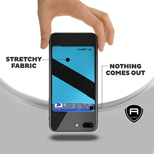 Alban Credit Card Holder Stick on Cell Phone Wallet RFID Blocking Pack of 2 - color: Blue