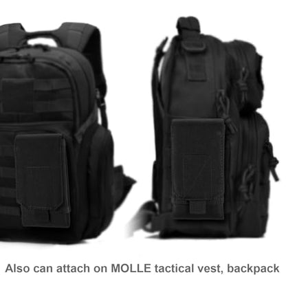 Urvoix MOLLE Cell Phone Pouch, Heavy Duty Tactical Belt Phone Holster | Belt Phone Holder Fits MOLLE Backpacks, Vests & Gear for Outdoor EDC, Water-Resistant Nylon Phone Bag with Hook Loop Closure - color: Black