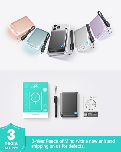 INIU for MagSafe Portable Charger, Qi2 Certified, Slimmest 45W 10000mAh Magnetic Power Bank, with USB C Cable & Stand, Fast Charging Battery Pack for iPhone 16 15 14 13 12 Only, Pink - color: Pink
