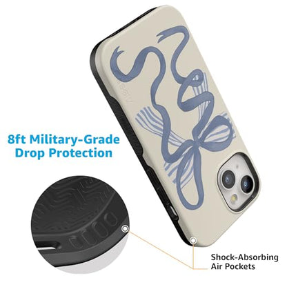 Casely iPhone 15 Plus Case | Heartstrings | Blue Bow | Bold Protective Design | Compatible with MagSafe - color: Heartstrings | Blue Bow