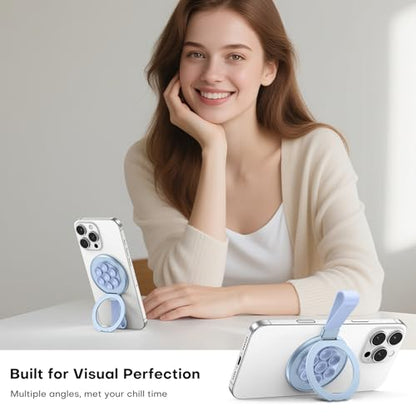 TAURI for Magsafe Suction Phone Grip - Universal Magnetic Suction Grip, 360° Rotating Hands-Free Holder, Silicone Suction Grip for iPhone 17 Pro Max/16/Android/S25,Blue - color: Blue