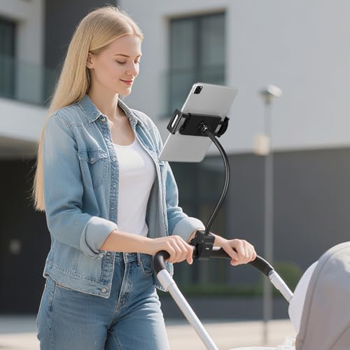 Gooseneck Tablet Holder, iPad Holder for Stroller, 4.7-12.9" Devices