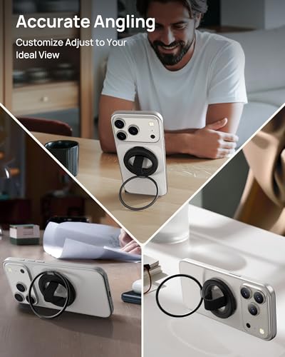 SODI Magnetic Phone Ring Holder Grip with N54 Strong Magnet, 3 Detachable Finger Straps, Phone Holder for Hand, Cell Phone Grips for Back of Phone & Kickstand Compatible with iPhone 17 16 15 14 13 12