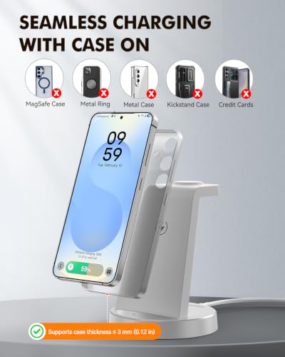 Wireless Charger for Samsung, 3-in-1 Android Charging Station - color: Gray