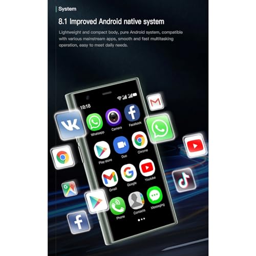 Yoidesu S23 Pro Smartphone, 3in 3D Glass Super Small Cell Phone, Dual SIM 2GB 16GB ROM for Android 8.1 Ultra Thin Mobile Phone, 1000mAh The World's Smallest Backup Phone - color: Black