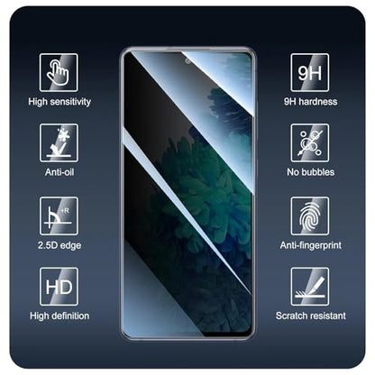 Privacy Screen Protector for Samsung Galaxy S20 FE, Anti-Spy Tempered Glass, 9H Hardness Anti-Scratch, 2.5D Curved Edges, Bubble-Free Case Friendly - 3 Pack - color: S20 FE Black