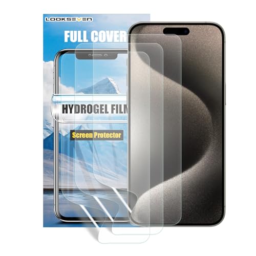 LOOKSEVEN 3 Pack Hydrogel Film For iPhone 15 Pro Max - size: iPhone 15 Pro Max