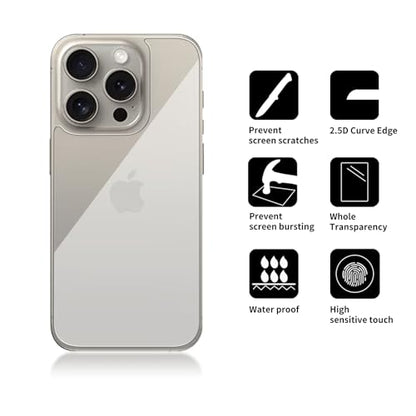 3 Pack Glass Back Screen Protector for iPhone 15 Pro/14 Pro 6.1 Inch - size: iPhone 15 pro / 14 Pro