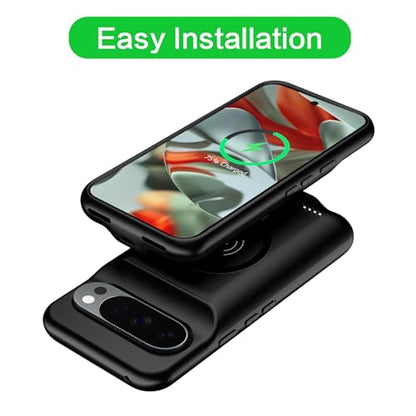 Battery Case for Google Pixel 9 Pro XL/ 10 Pro XL,10000mAh Rechargeable Portable Charging Case with Wireless Charging Compatible for Google Pixel (6.8 inch) Extended Battery Pack Charger Cover (Black) - size: Google Pixel 9 Pro XL/ 10 Pro XL