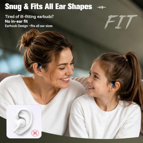Xmenha Over The Ear Earbuds Open Ear Headphones Over The Ear Headphones - color: Black, style: Normal
