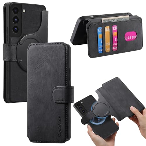 2 in 1 Detachable Wallet Case for Samsung Galaxy S22 CMG Black | PU Leather Magnetic Flip Folio Case with RFID Blocking Card Holder, Credit Card Slots Kickstand, Shockproof Protective Cover - color: Black, size: Samsung Galaxy S22