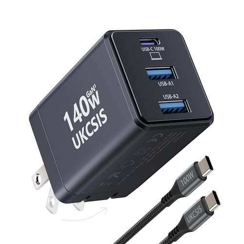140W USB C Laptop Charger Block, Foldable GaN Fast Charger - color: Grey, size: 1 Pack