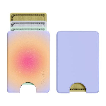 Casely MagWallet | Aura | Sunset Halo | Rainbow | Slim Wallet Card Holder | Compatible with MagSafe | Soft-Touch Hard Silicone | Holds Up to 3 Cards - color: Aura | Sunset Halo | Rainbow
