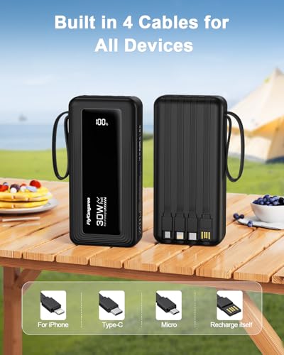 Portable Charger 27000mAh 30W Fast Charging Power Bank - color: Black, size: 27000Mah
