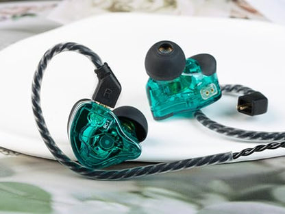 YINYOO CCZ Melody Gaming Earbuds Wired in Ear Hearphones with Microphone IEM HiFi Bass with 1DD 1BA Hybrid, Detachable Cable for Smartphones/PC/Tablet/Gaming/Video/Music/Calling (Green, with mic) - color: Green, size: 3.5mm-With Microphone, style: 3.5mm-W