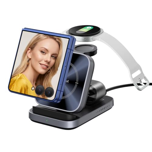3-in-1 Wireless Charger for Z Flip 8/7, Charging Station for Galaxy Watch 8