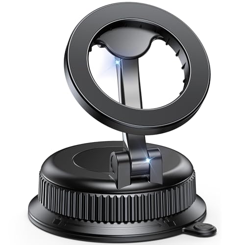Magnetic Car Phone Holder for Dashboard, MagSafe Car Mount, Nano Gel Suction Car Phone Mount, Foldable Automotive Dashboard Phone Holder, 360° Rotatable for iPhone 18 17 16 15 14 13 12 Series - color: Black