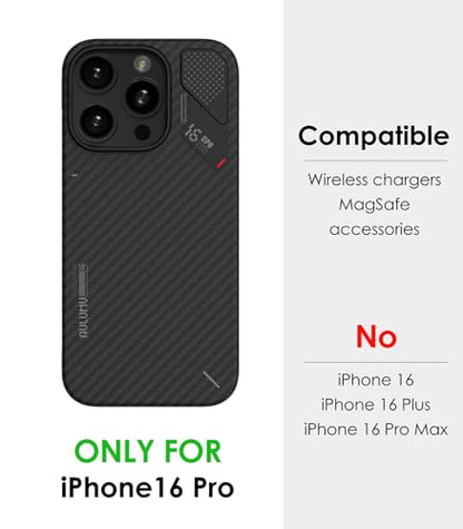 Aulumu A16 Aramid Fiber iPhone 16 Pro Case | 1500D Ultra Slim Woven | Real Cooling | Compatible with MagSafe - size: iPhone 16 Pro