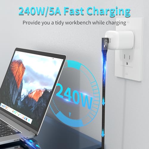 USB4 Cable, with Thunderbolt 4, 240W Charging, 40 Gbps Data, 8K @ 60Hz HDR, USB C to USB C Cable, 90Degree for MacBook,Hub, Dock, M2, M3, Mac SSD (90Degree USB4 40G 240W 2M) - size: 90Degree USB4 40G 240W 2M