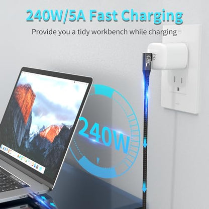 USB4 Cable, with Thunderbolt 4 Cable, 240W Charging, 40 Gbps Data, 8K @ 60Hz HDR, USB C to USB C, 90Degree for Hub, Dock MacBook, M2, M3, Mac SSD (90Degree USB4 40G 240W 1M) - size: 90Degree USB4 40G 240W 1M