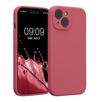 kwmobile Case Compatible with Apple iPhone 15 Case - Slim TPU Silicone Phone Cover - Soft Touch Finish - Dark Rose - color: Dark Rose, size: iPhone 15