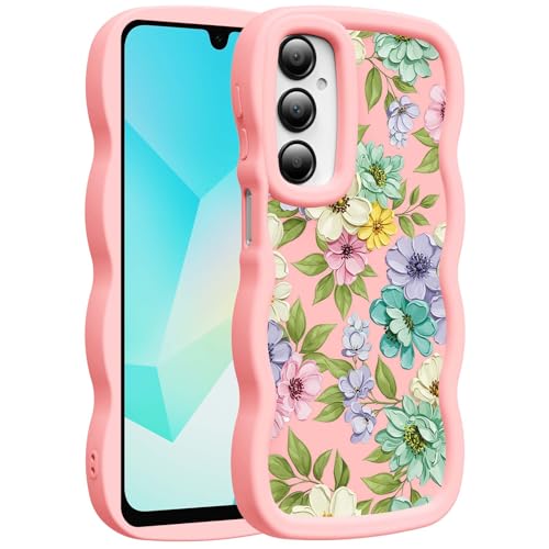 for Galaxy A16 Phone Case, Wavy Soft TPU, Pink-Floral | Wavy Frame Design, Soft Slim TPU, Full Camera Lens Protection, Shockproof Phone Cover - color: Pink-Floral, size: Samsung A16