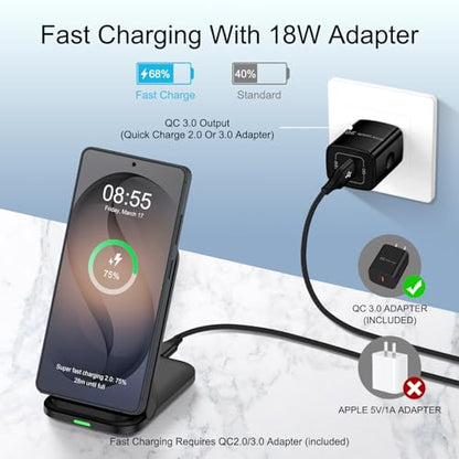 Wireless Charger for Samsung S26 Ultra Wireless Fast Charging Stand Station - color: Black