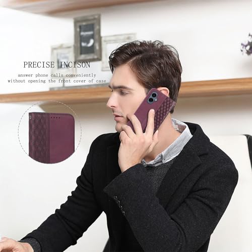 Wallet Case for Samsung Galaxy A06 5G 2025 - PU Leather Flip Cover with Card Holder Slots, Strong Magnetic Folio Kickstand Phone Case, Wine Red - color: Wine Red, size: Samsung Galaxy A06 5G 6.7"