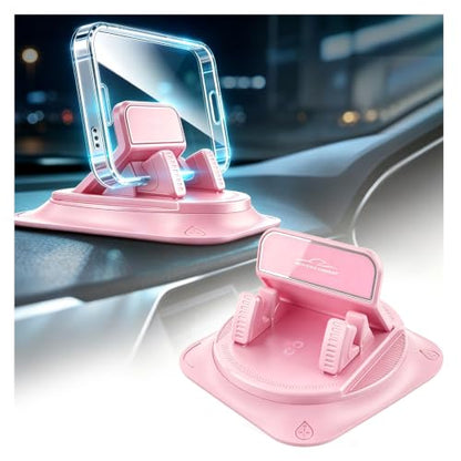 Car Dashboard Phone Holder,360° Rotation Car Phone Holder,Anti-Slip Design - color: Pink