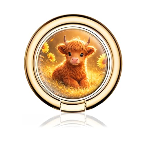 Cell Phone Ring Holder, Cute Metal Phone Grip Stand Finger Ring Kickstand, Flexible 360°Rotation Phone Tablet Case Accessories Compatible with Most Phones Cute Cow Calf - color: Cute Cow Calf