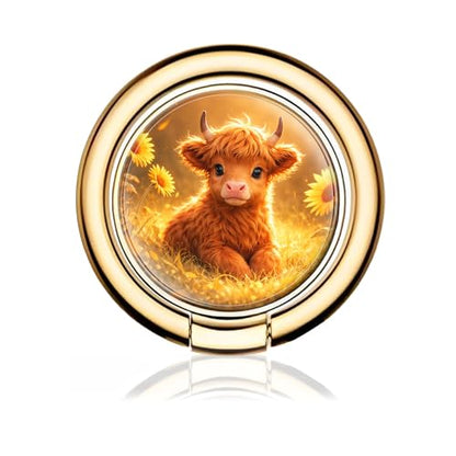 Cell Phone Ring Holder, Cute Metal Phone Grip Stand Finger Ring Kickstand, Flexible 360°Rotation Phone Tablet Case Accessories Compatible with Most Phones Cute Cow Calf - color: Cute Cow Calf