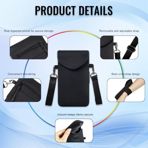 Neoprene Phone Sleeve Pouch Case Bag for Men Women w/Crossbody Strap/Neck Lanyard for iPhone 17/16/15/14 Pro Max, Samsung S25，Pixel 10 - color: Black Cell Phone Sleeves