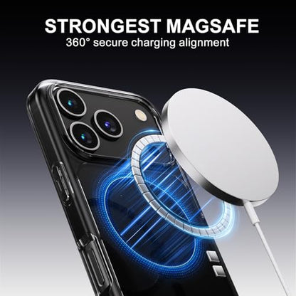PAUL B for 2025 iPhone 17 Pro Case (Compatible with MagSafe) Military Grade Drop Protection(Drop Tested up to 13FT) Anti Yellowing|Magnetic Rugged Shockproof Phone Cover (Clear Black, iPhone 17 Pro) - color: Clear Black, size: iPhone 17 Pro