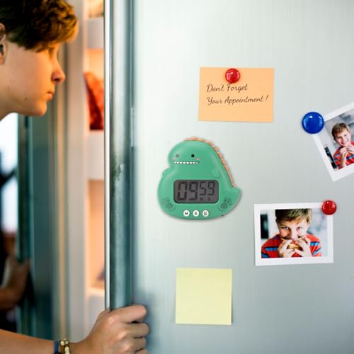 CCYLEZ Kids Timer, Cute Dinosaur Shape with Large LCD Display Digital Countdown Stopwatch for Children Teachers Students ABS Plastic Green - color: Green