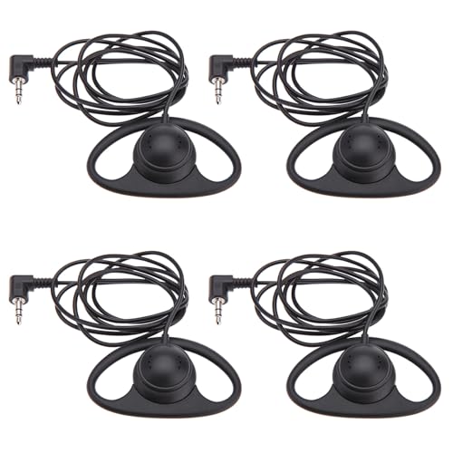 PUSOKEI D Shape Earpiece Headset, 3.5mm Single Side Earphone Hook Earbud, Ergonomic Single Ear Hook Headphone for VoIP Calls, Video Conferences, Multimedia Playback (4pcs) - size: 4pcs
