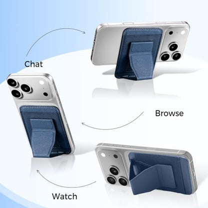 for MagSafe Wallet with Stand Grip, 5 Card Holder for iPhone Blue - color: Blue
