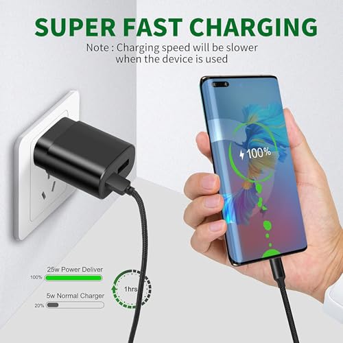 Type C Charger,25W Super Fast Charger Dual Port USB C Wall Charger, Quick Charging Block Compatible with Samsung Galaxy S25 S24 S23 S22/S22 Plus/S20/S21 Ultra Plus,Note 20/Note 10 Plus/iPhone 16/15