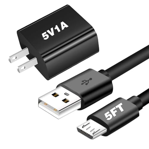 5v 1a power cord 5v-1a adapter micro usb cable 5v1a charger 5v/1a power supply micro usb charger with wall plug 5v 1000ma microusb 5 volt 1 amp 5 watt fo radio/electric toothbrush/PointReading pen/Toy - color: 5v1a black+micro usb cable