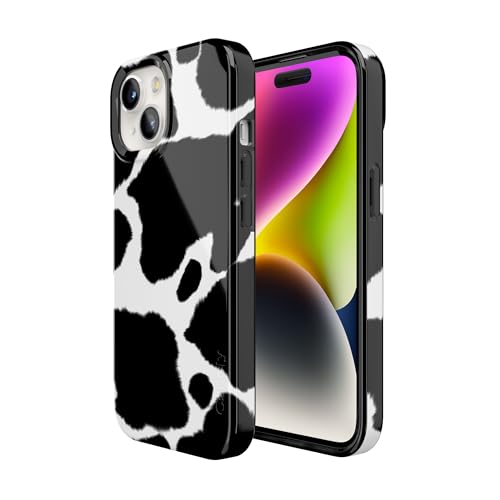 Casely iPhone 15 Plus Case | Current Mood | Cow Print | Compatible with MagSafe | Classic Ultra Slim Design - color: Current MOOd | Cow Print